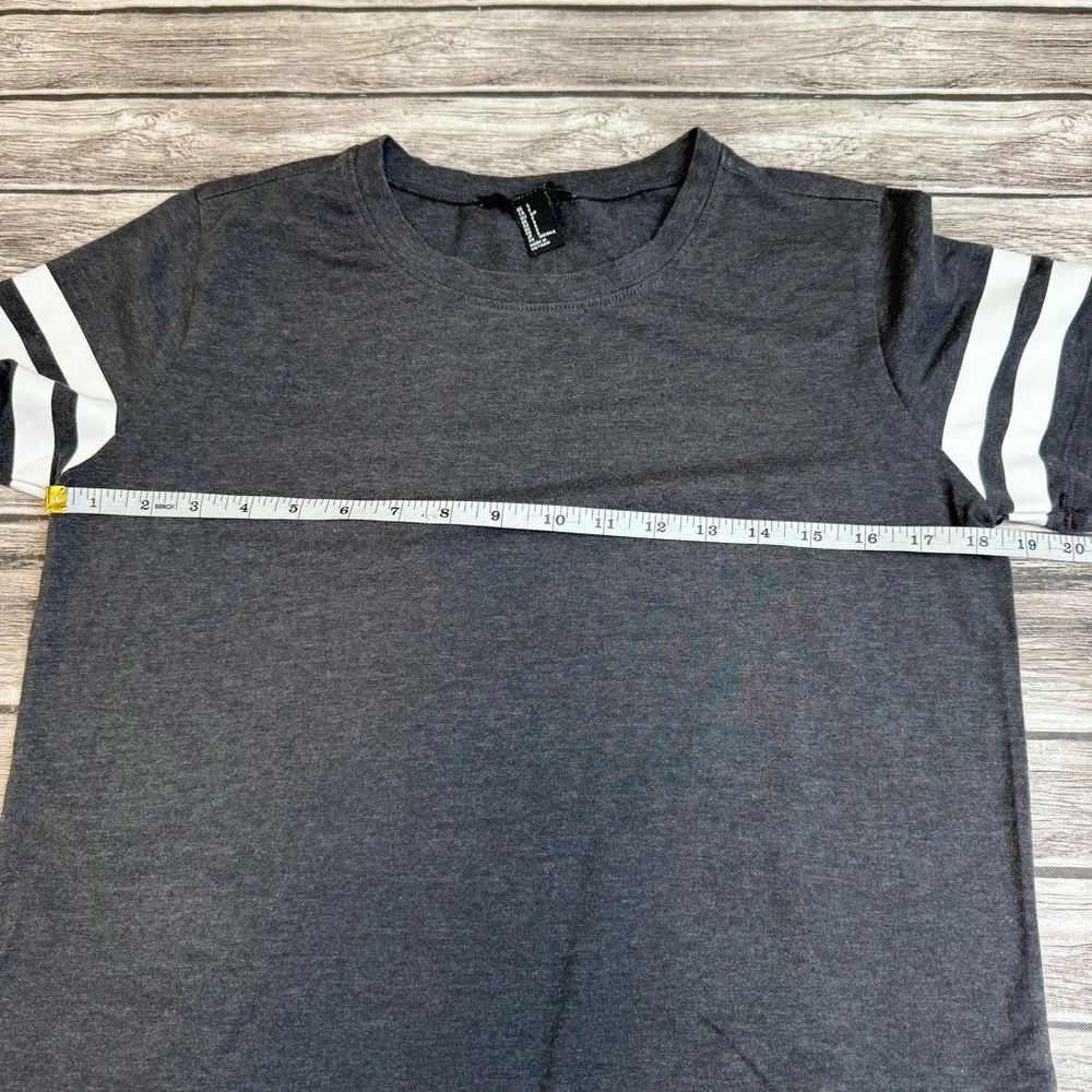 Forever 21  Women's Basic Baseball T Tee Shirt Grey Gray White S SM Small Stretch - Image 7
