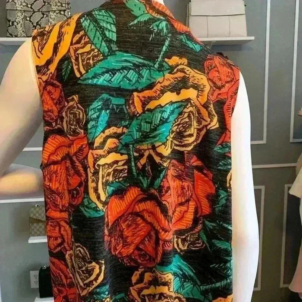 LuLaRoe Multicolor Floral Print Knit Sleeveless Vest Kimono Duster S L.  #256 - Image 7