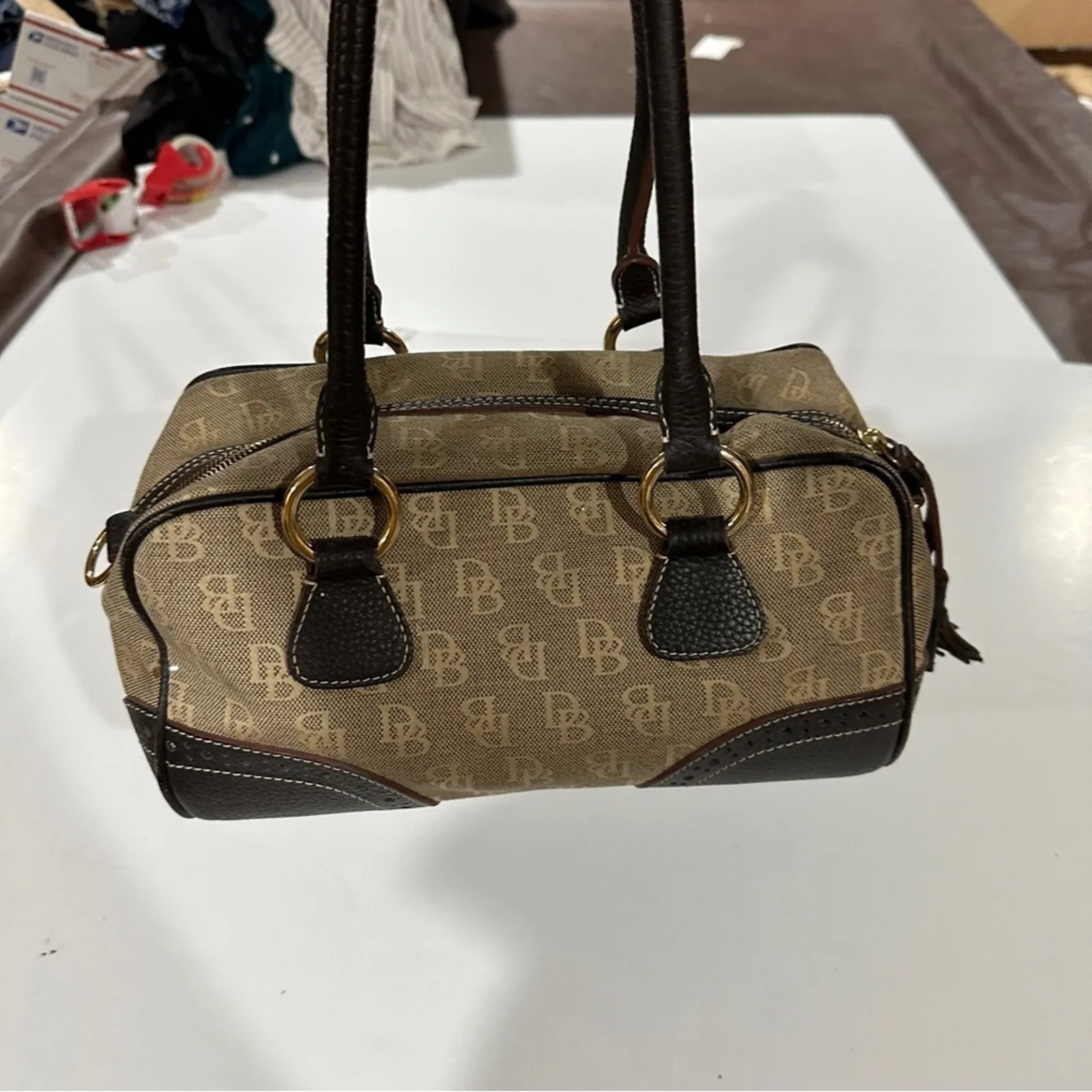 Vintage Dooney &‎ Bourke Canvas Leather Satchel Shoulder Bag - Image 5