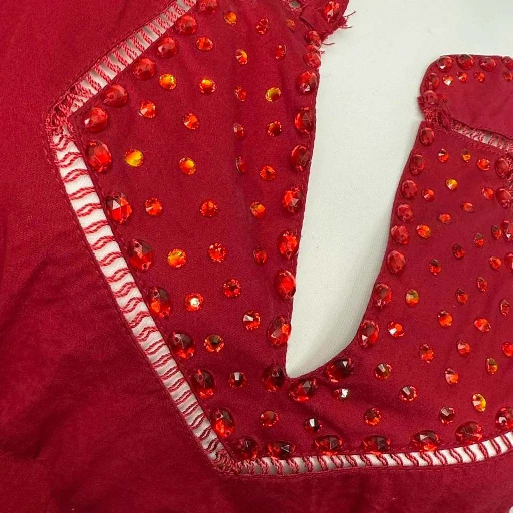 Y2K Steampunk Corset Top Red Size M - Image 5