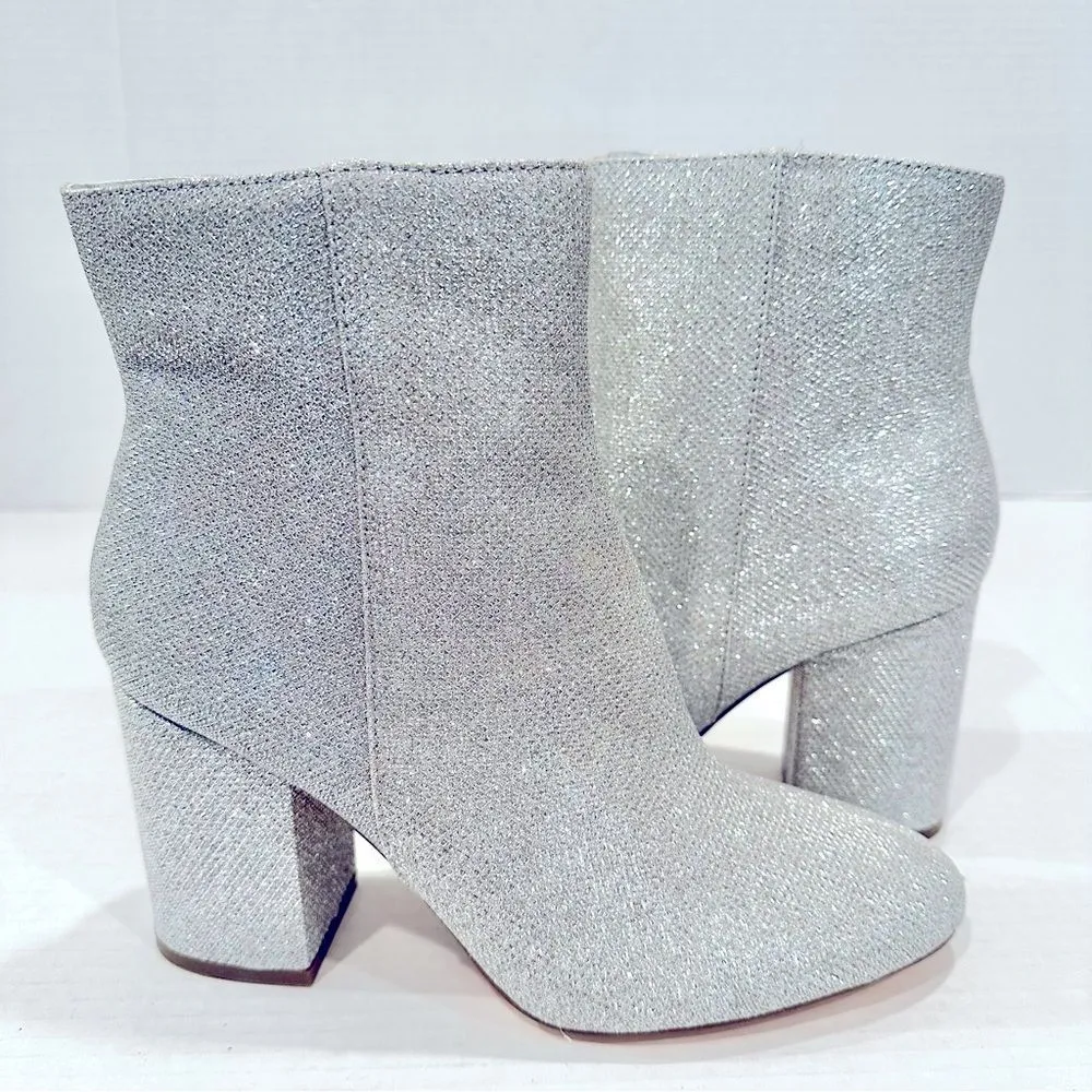Madden Girl Glitter Fab Ankle Boots Women's 8.5 Silver Glam Dainty Festival Boho - Image 4