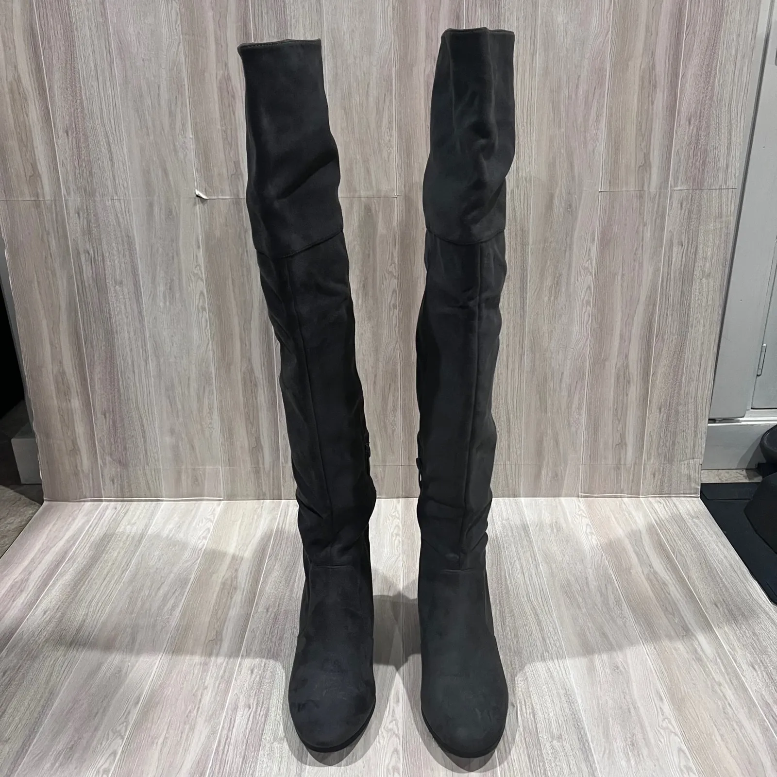 Dream Pairs Over the Knee Boots Block Heel Gray Thigh High Boots Womens Size 9 - Image 2