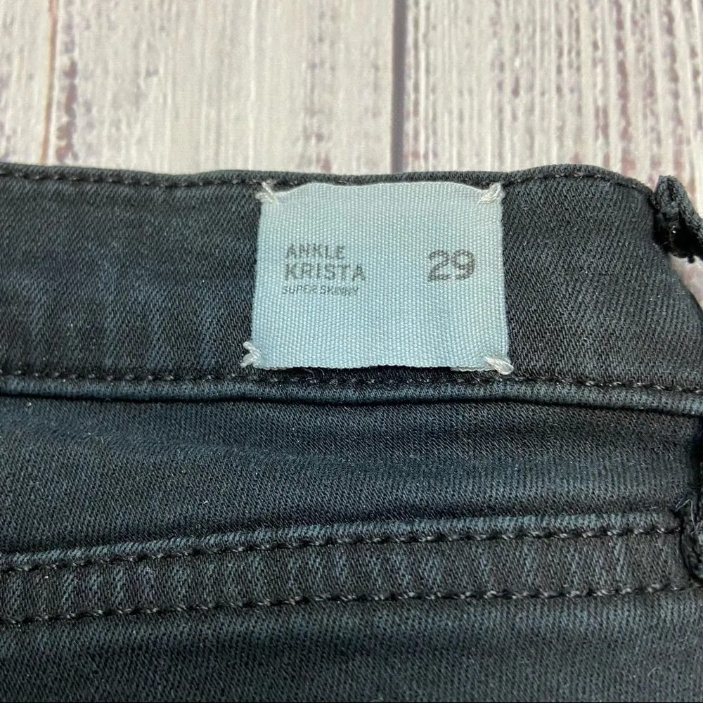 Hudson Black/Navy Blue Distressed Krista Ankle Super Skinny Jeans. Size … - Image 10