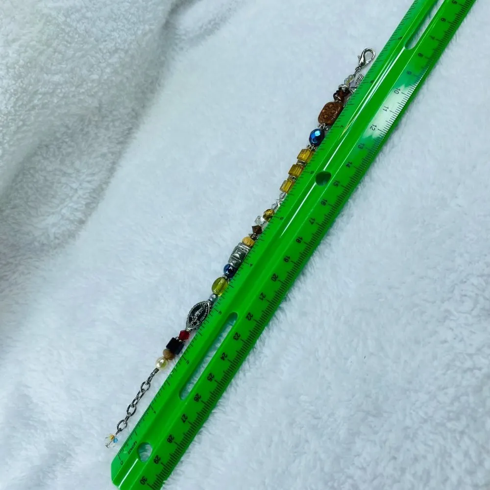 Womens Beaded Charm Bracelet Asymmetrical Beads Adjustable with Extender Chain - Image 10