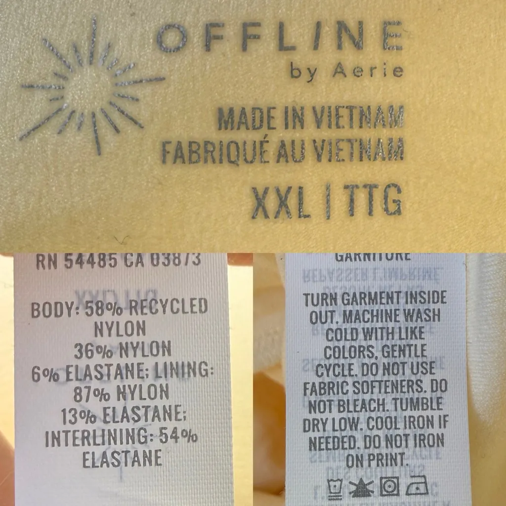 NWT Aerie Offline Womens Top Pale Yellow Floral Cropped Long Sleeve Size XXL - Image 11