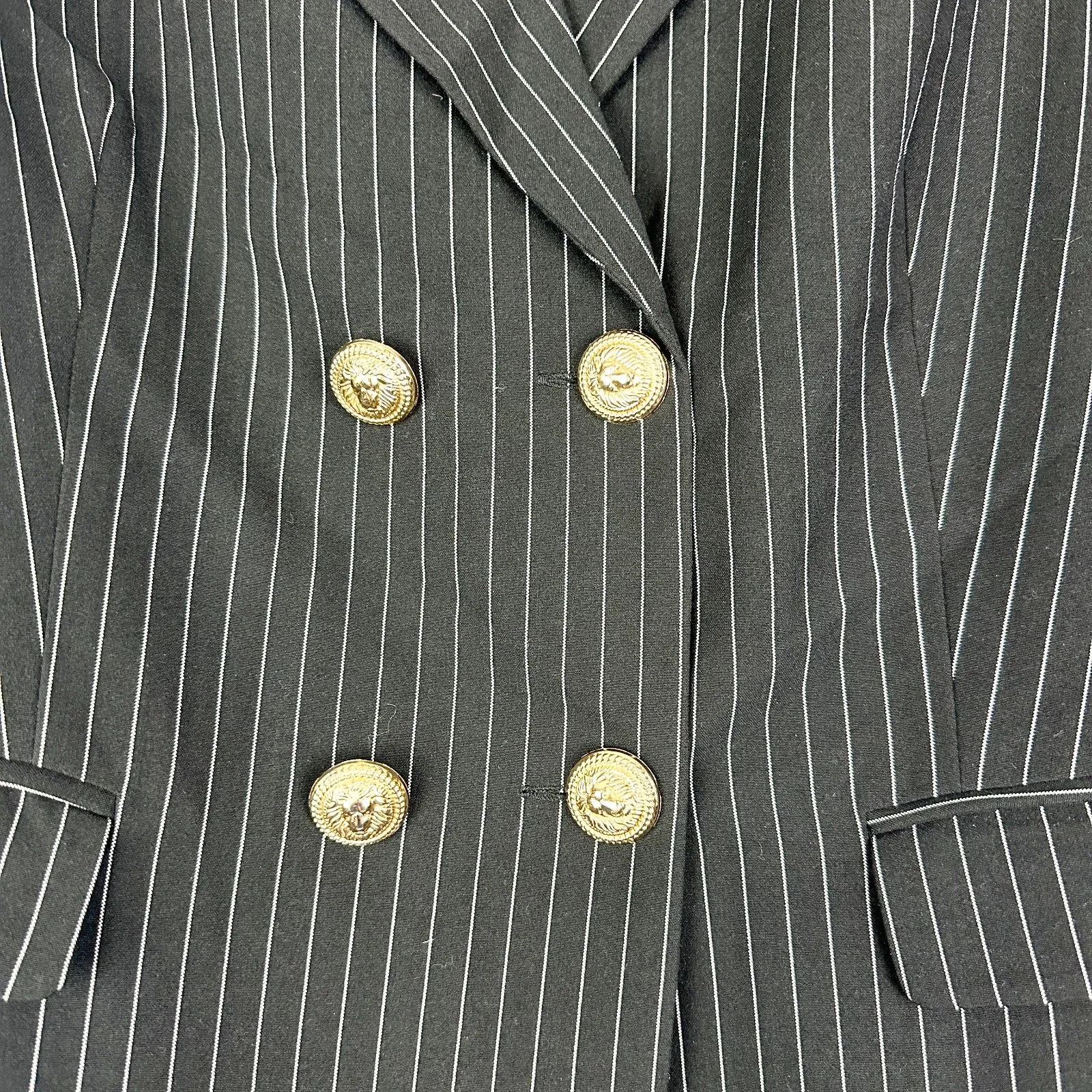 Romeo & Juliet Couture Double Breasted Blazer Size Medium NEW Pinstripe Black - Image 3