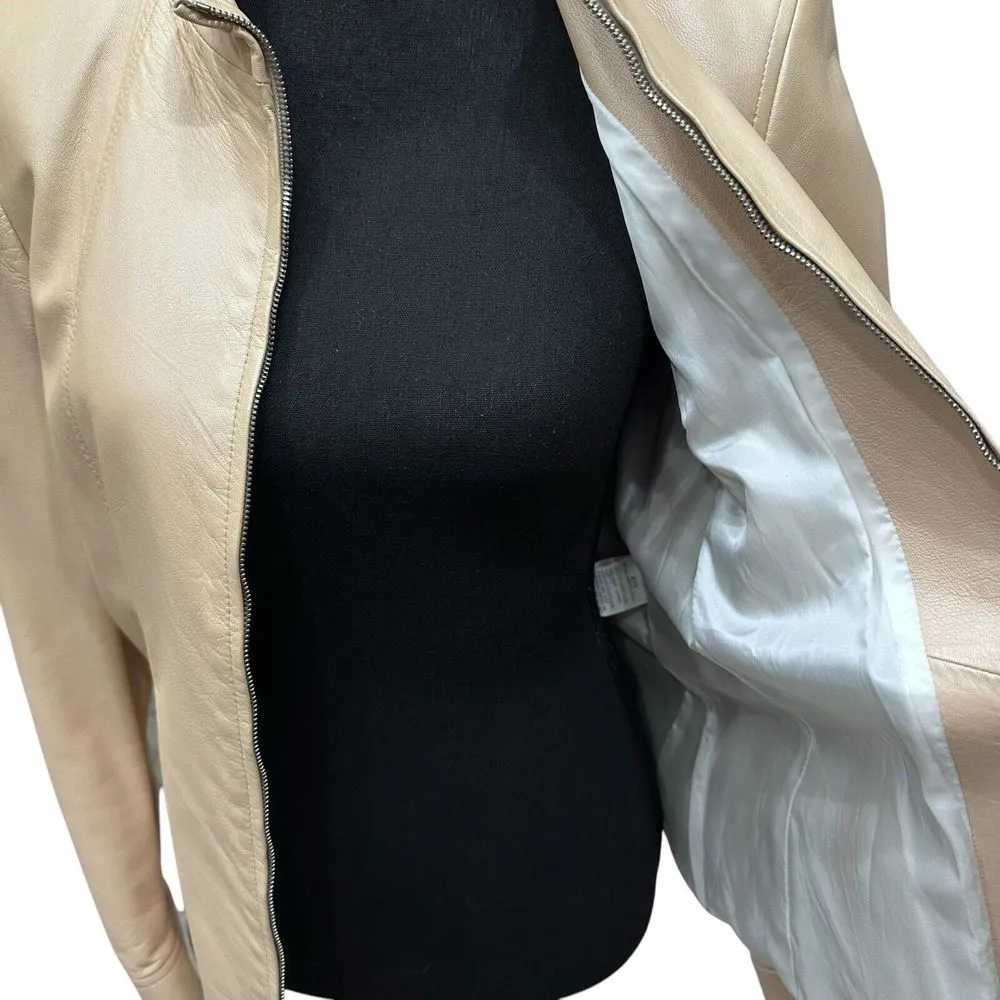 CERRUTI 1881 Women Leather Jacket Size 6 Beige Soft Leather Jacket Vintage Tan - Image 11