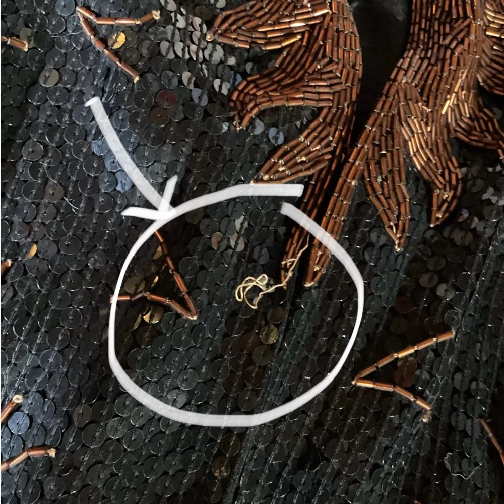 Black & Bronze Sequin Embellished Flutter Sleeve Midi Dress - Image 14