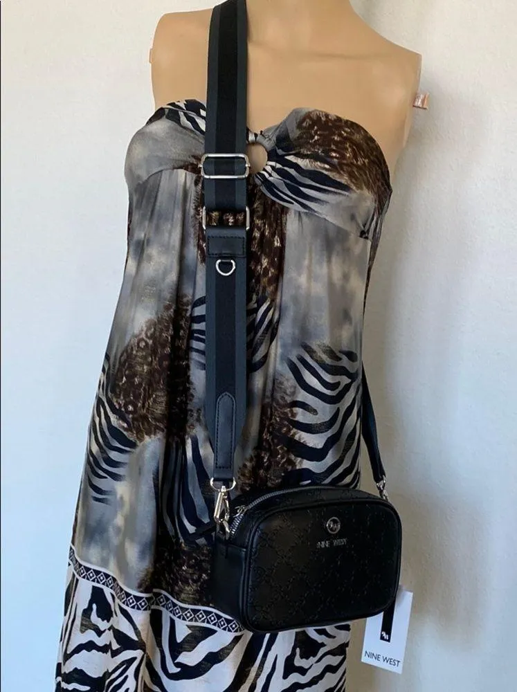 NWT Nine West Black Embossed Crossbody Bag - Image 4
