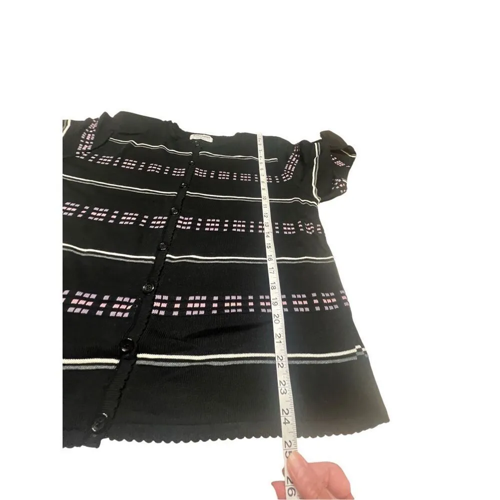 Alfred Dunner Cardigan Sweater  Black/Purple/Pink Sz L NWOT - Image 6