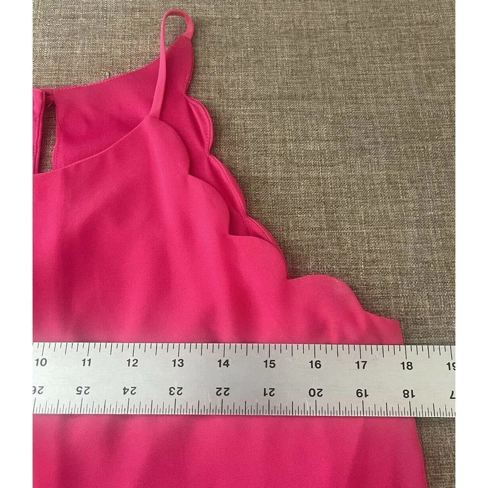 BCX Women's Dress Size Large Berry Pink Scallop Trim Top Spaghetti Straps - Image 7