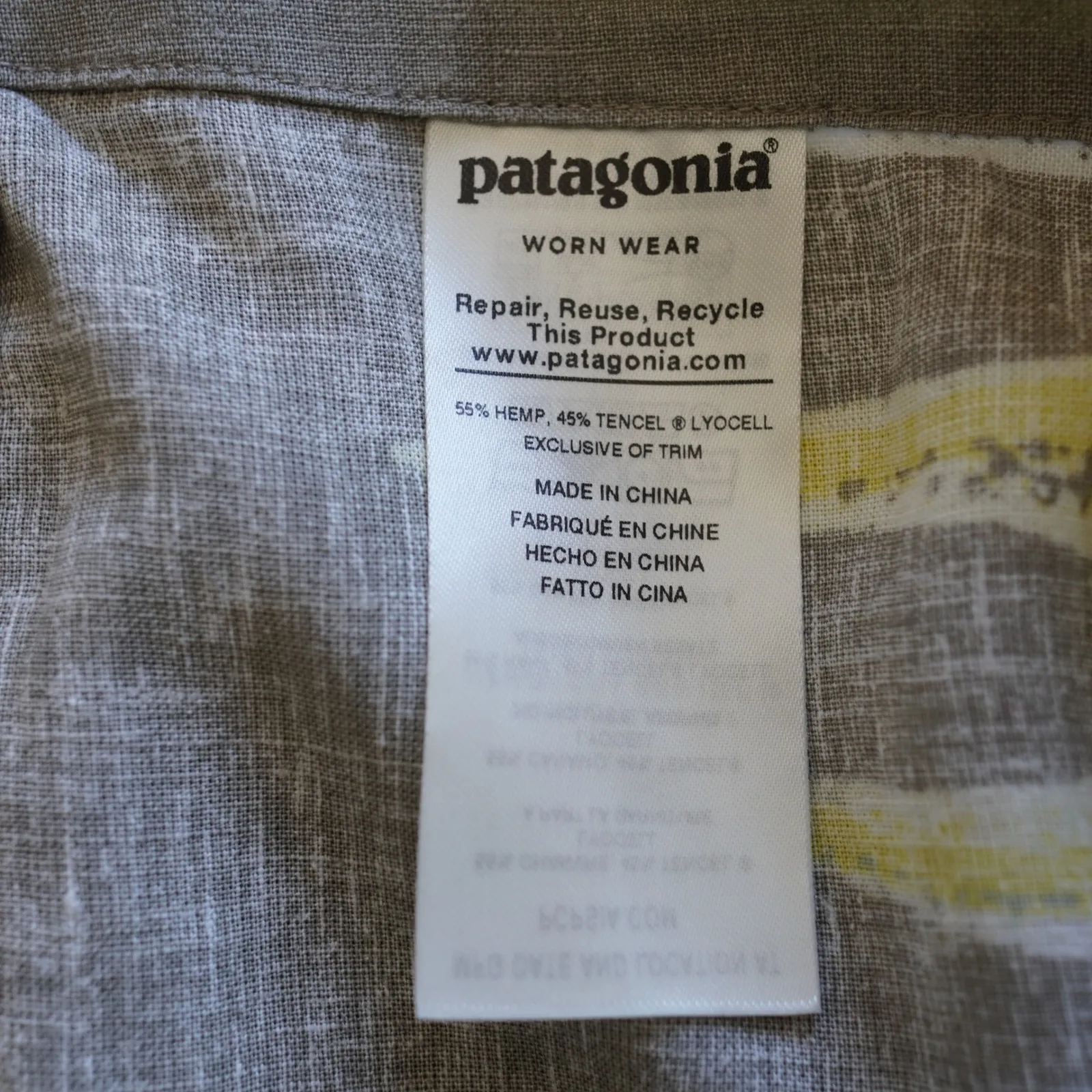 Patagonia Garden Island Hemp Wide Leg Pants Womens M Linen Leaf Print Tie Waist - Image 10