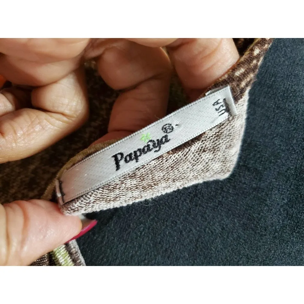 Papaya Women's Multicolor Polyester Scoop Neck Long Sleeve Knee Length Dress M - Image 9