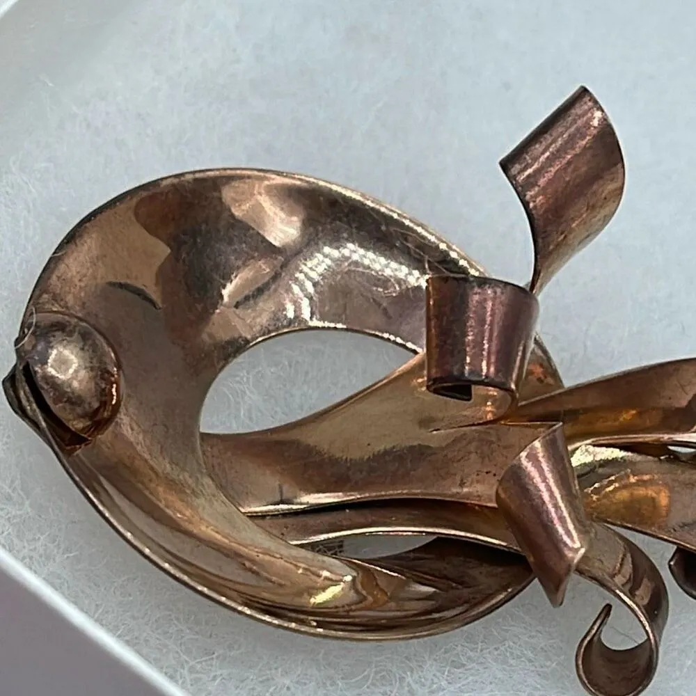Vintage MCM solid copper 3D brooch Brown - Image 3