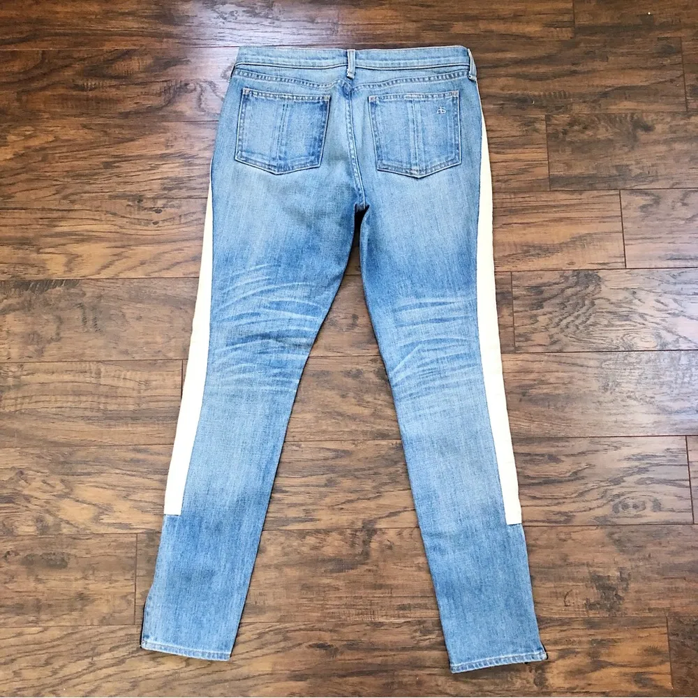 rag & bone • The Skinny Racer Relay jeans stripe slim zipper ankle low rise fade - Image 13