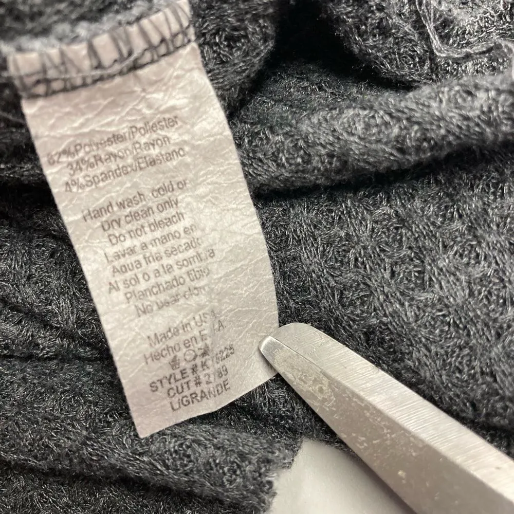 LUXE, Gray Turtleneck Raw Edged Women’s Sweater, Size Large Long Sleeves - Image 7