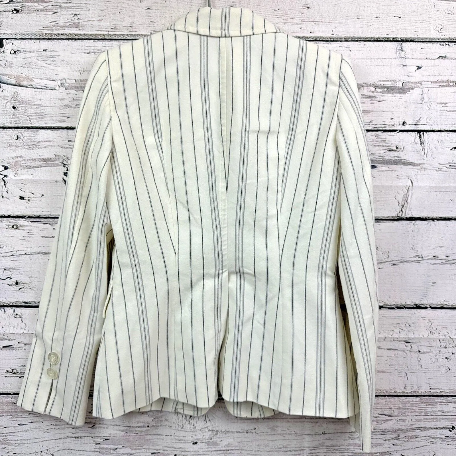 Bebe Women's Blazer Cream/Ivory Striped Colored Blazer [Size 6] Made in USA‎ - Image 5