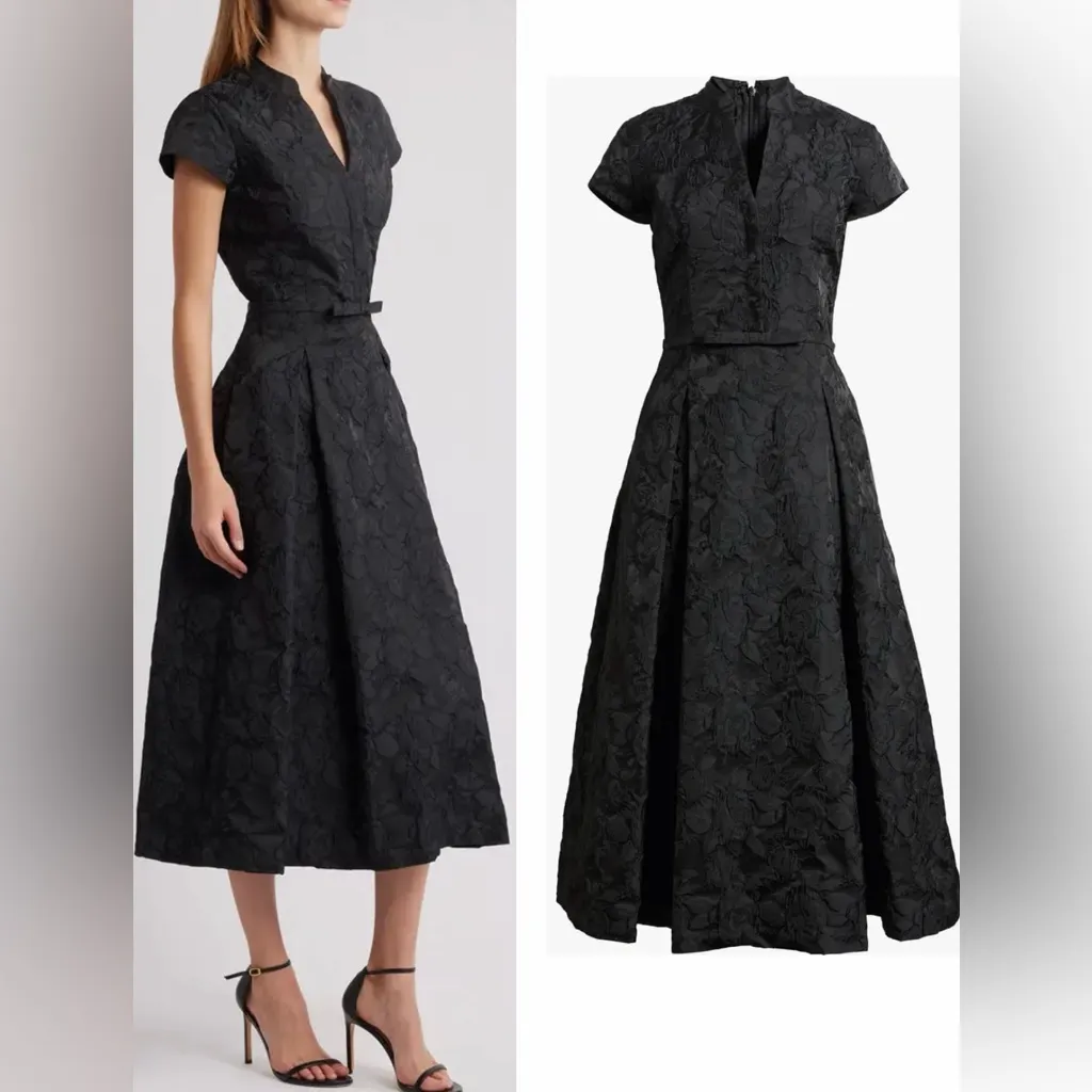 NEW Sachin & Babi Hanna Floral Cloqué Washed Black  Midi Dress sz 8 - Image 3