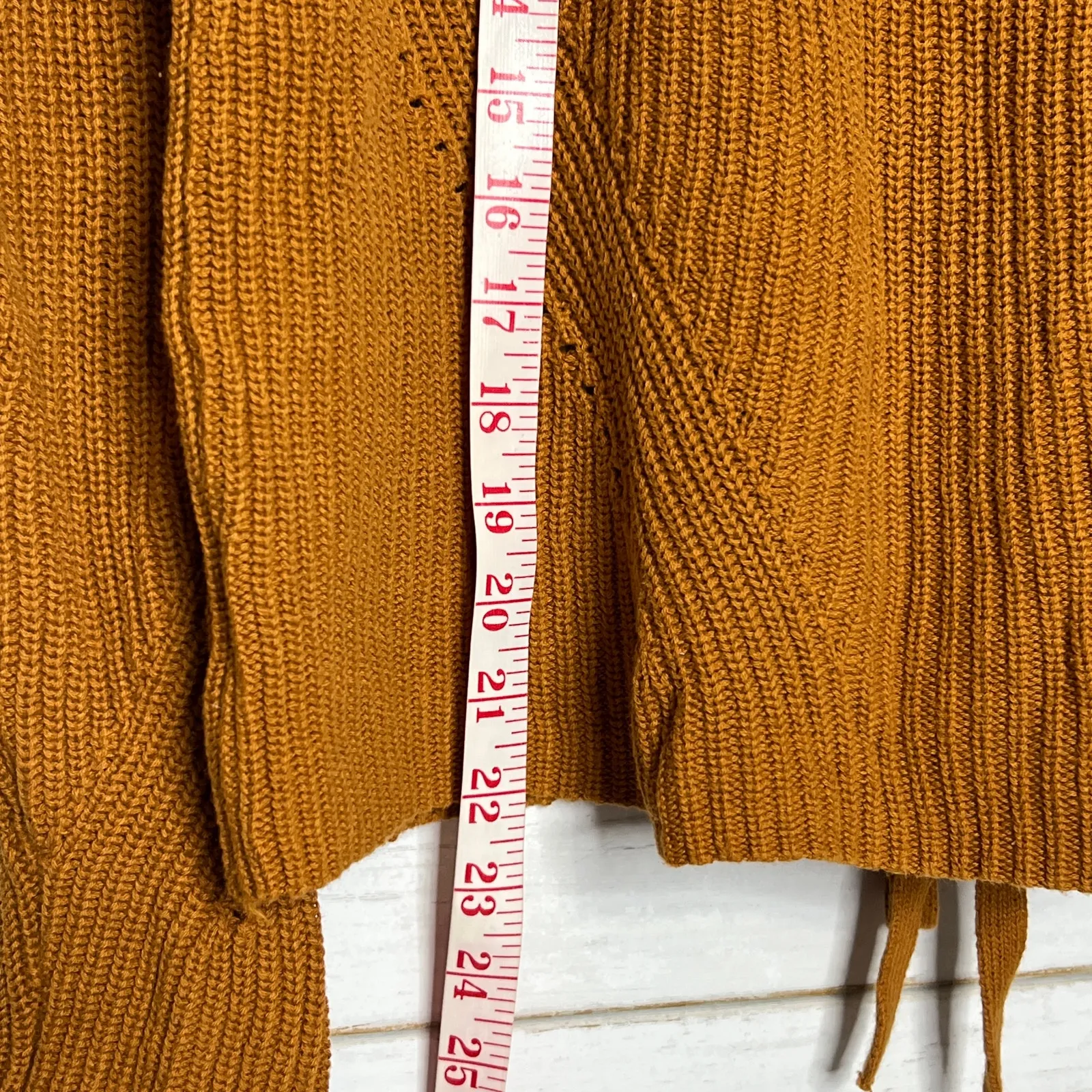 Lucky Brand Textured Knit Sweater Brown Rust Pullover Tie-Back Size Large - Image 6
