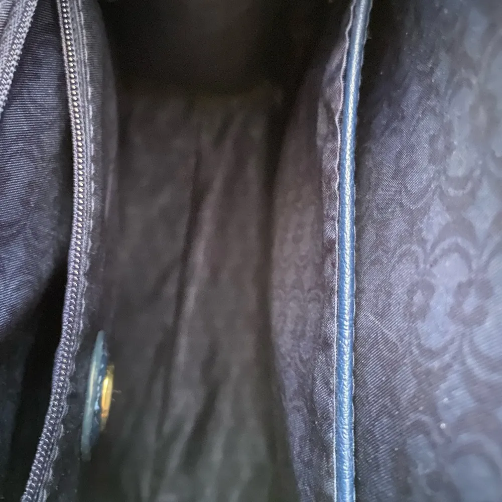 Charming Charlie Gray and Blue Satchel with Gold-Tone Accents - Image 3