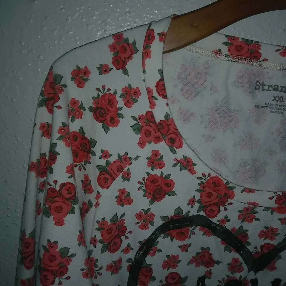 Stranded XXL Heart LOVE SOMEONE Red Floral Print Long Sleeved Top - Image 6