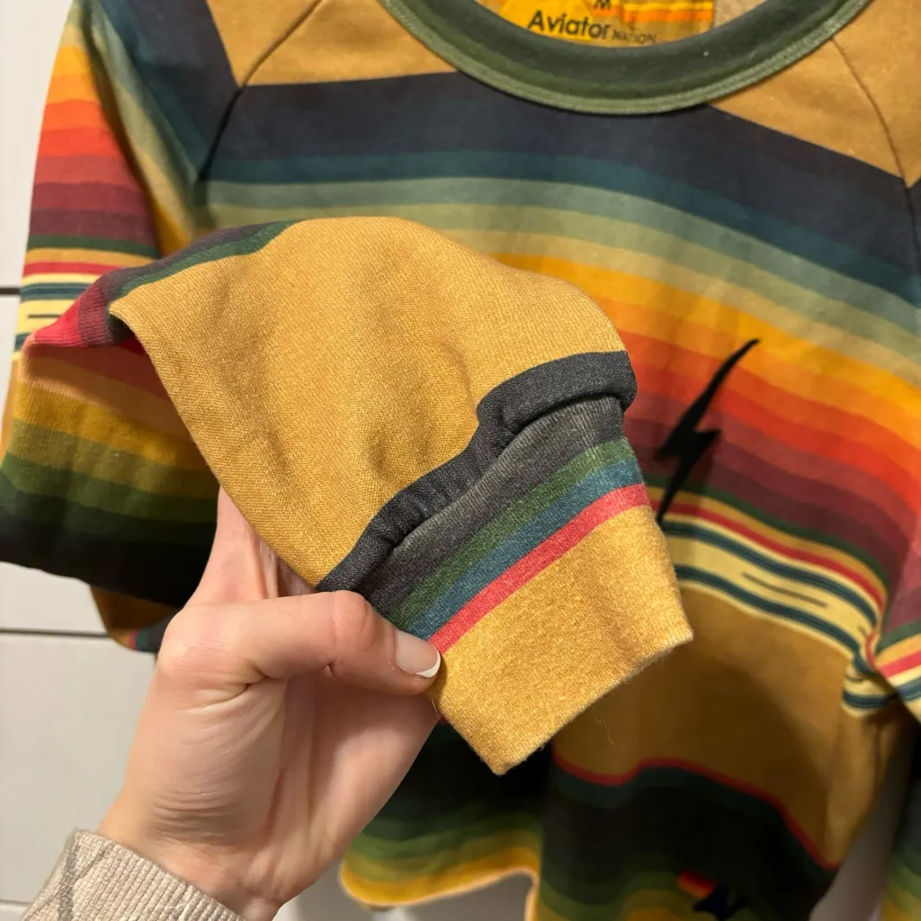 Aviator Nation Serape Bolt Stitch Cropped Crew Sweatshirt - Image 6