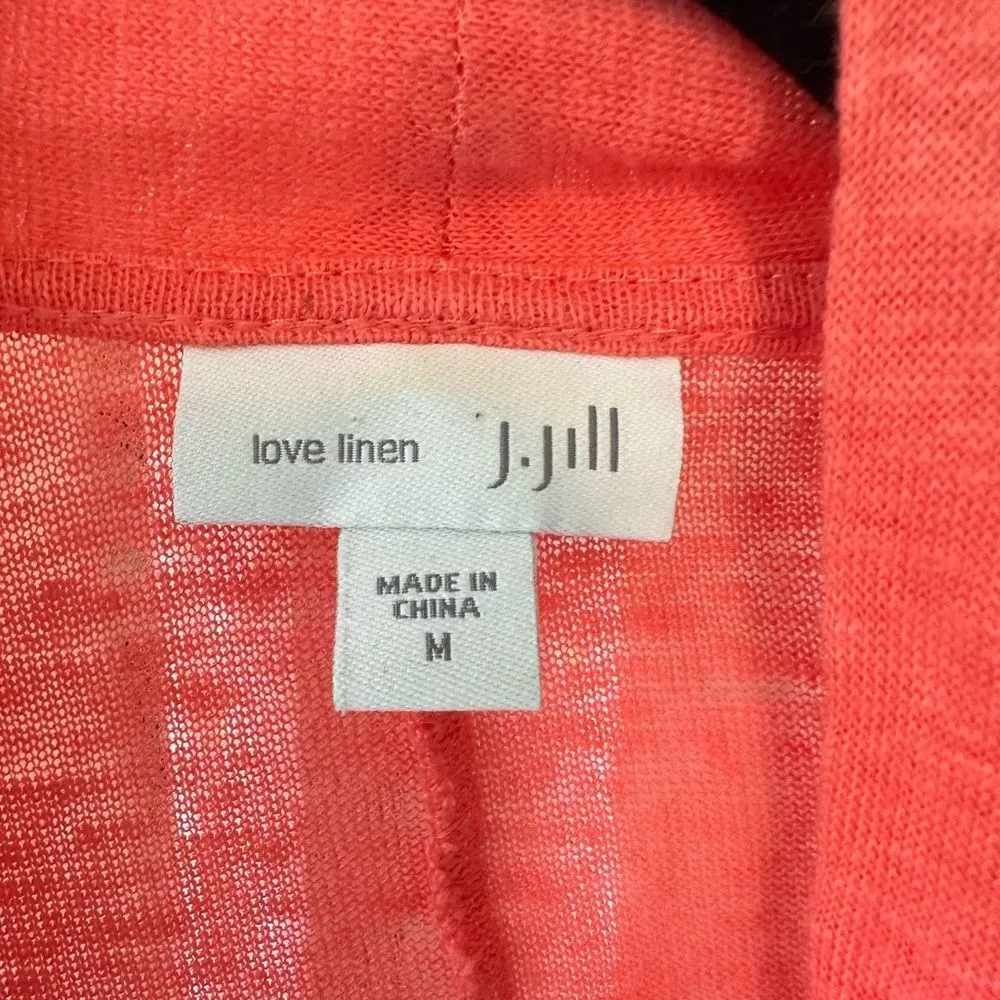 J. Jill Love 100% Linen Tangerine Sheer Lightweight Lagenlook Open Cardigan M Orange Size M - Image 5