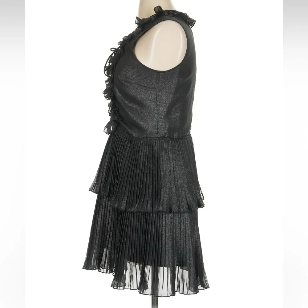 Delfi Collective Black Ruffle Metallic Shimmer Whimsigoth Party Dress Size Small - Image 5