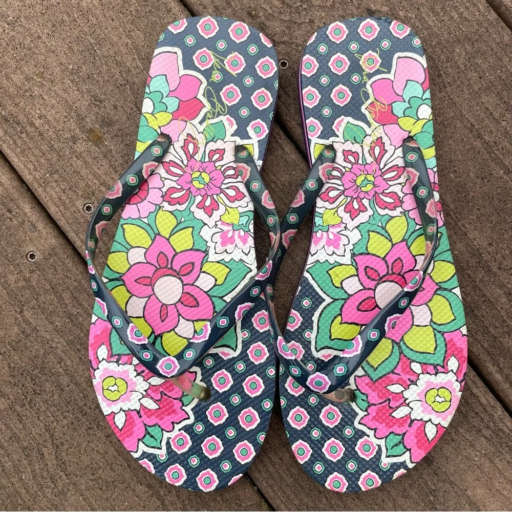 Vera Bradley Tropical Floral Printed Flip Flop Sandals Size 8 - Image 2