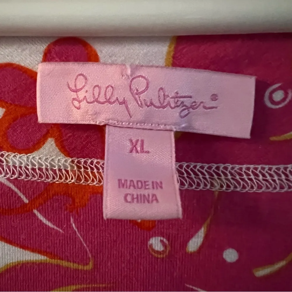 Lilly Pulitzer Floral Gecko Print Pink V-Neck Midi Dress Size XL Tropical Beach - Image 5