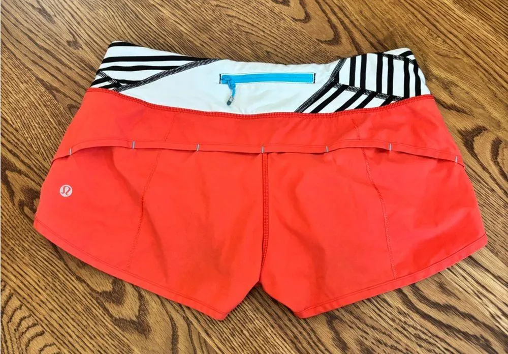 Lululemon Red Athletic Speed Up 2.5” Shorts with Striped Waistband - Image 2