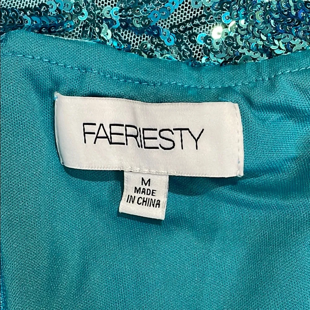 Faeriesty Spaghetti Strap Back Lace Up Sequin Women’s Dress Size Medium … Green - Image 15