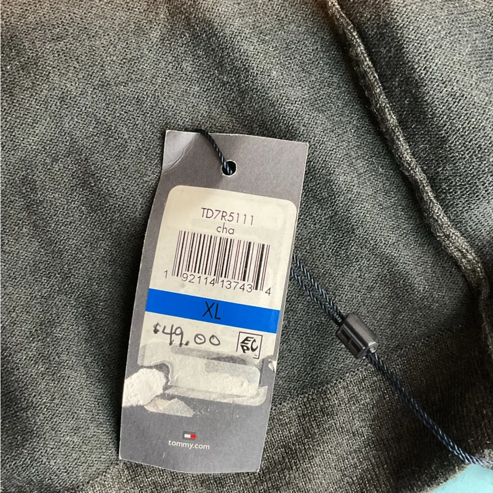 Tommy Hilfiger Gray Open Front Cardigan Lightweight Sweater Embellished Sleeves - Image 6