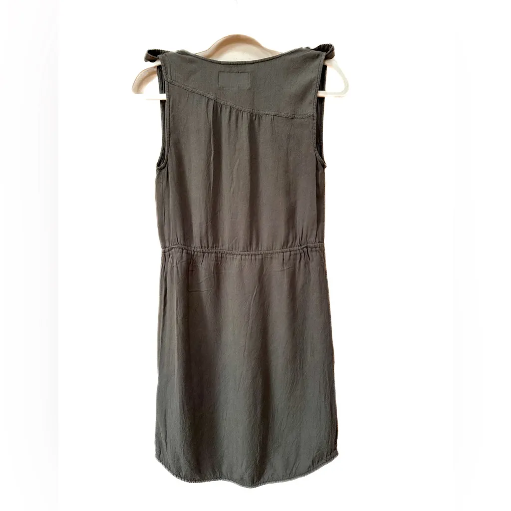 Volcom Scout Faux Wrap Midi Sleeveless Army Green “Make Rock and Love” Dress - Image 2