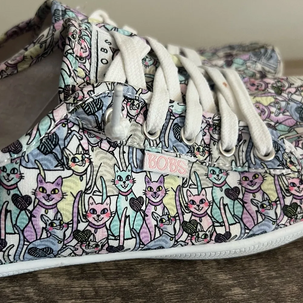 Bobs from Skechers Kitty Cats Print Casual Sneakers Shoes Women’s Size 8 Multi - Image 3