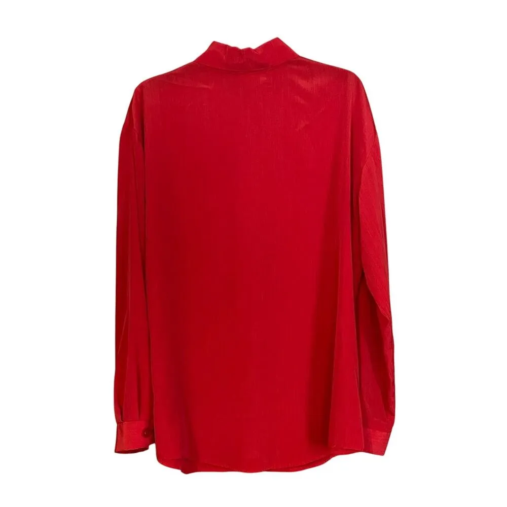 Vtg S.G. Sport Susan Graver Size Large Red Orange Long Sleeve Button Front Shirt - Image 2