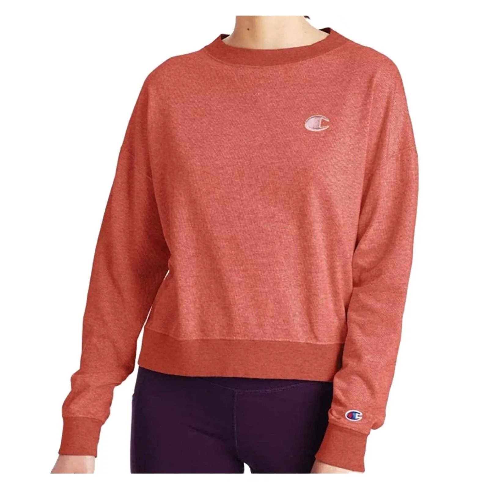 Champion Sweatshirt Womens Medium Picante Pink Striped Cropped Casual Streetwear - Image 8