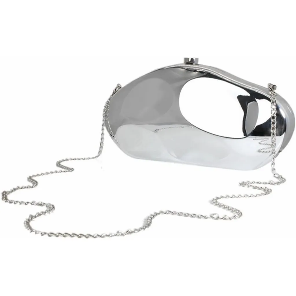 ⚡Women's Metallic Evening Shiny Top Closure Trendy Silver Clutch Handbags - Image 3