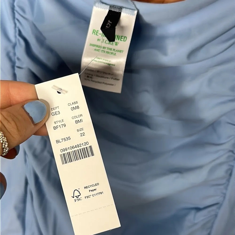 NWT J.Crew Sky Blue Ruched squareneck one-piece Size 22 - Image 4