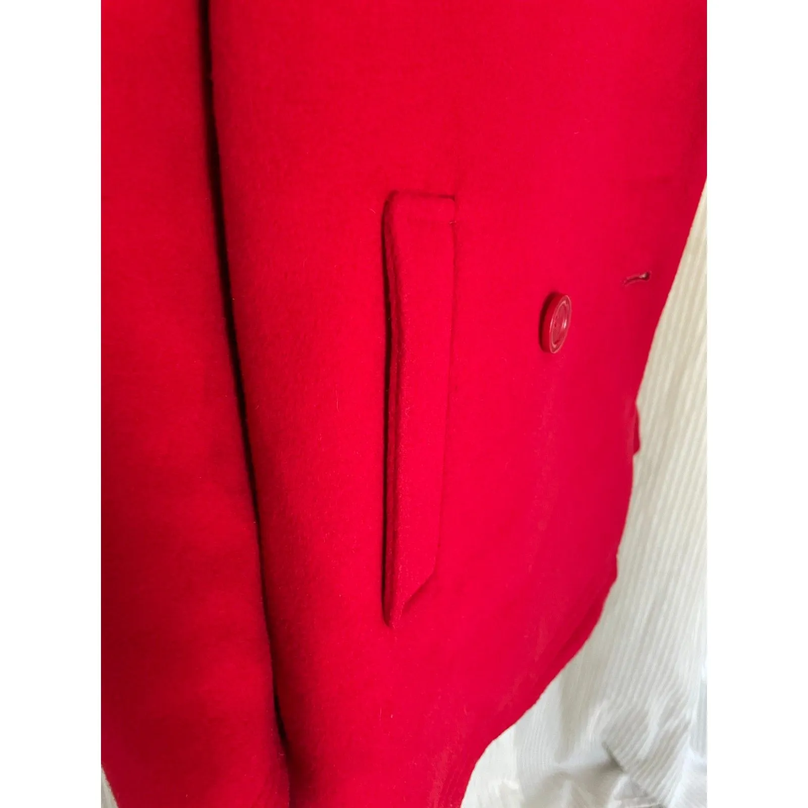 J Jill Womens Red Wool Blend Peacoat Jacket Med Classic Double Breasted Winter - Image 6