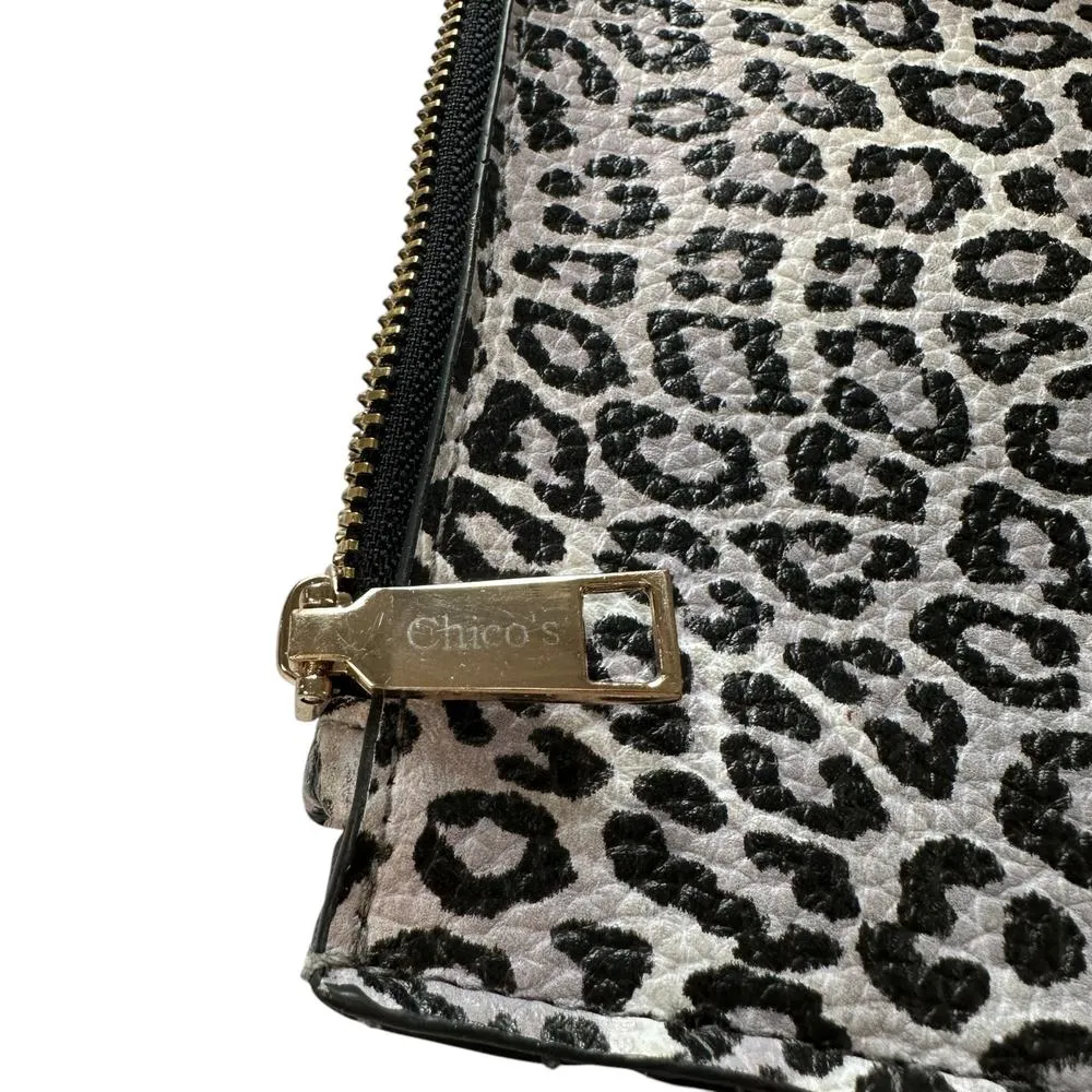 Vintage Y2K Chico's Black Purple Leopard Print Clutch Retro Animal Funky Small - Image 5