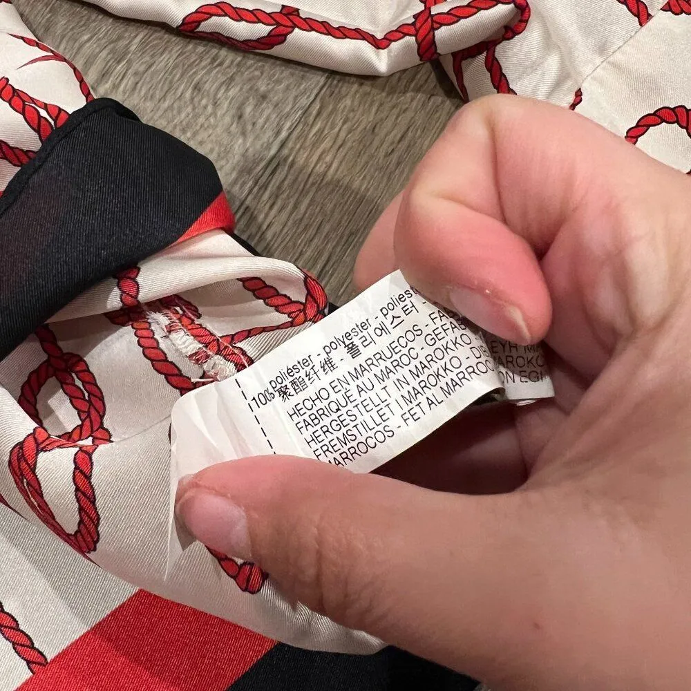 Zara Red Rope Print Shirt/Blouse Size Small - Image 11