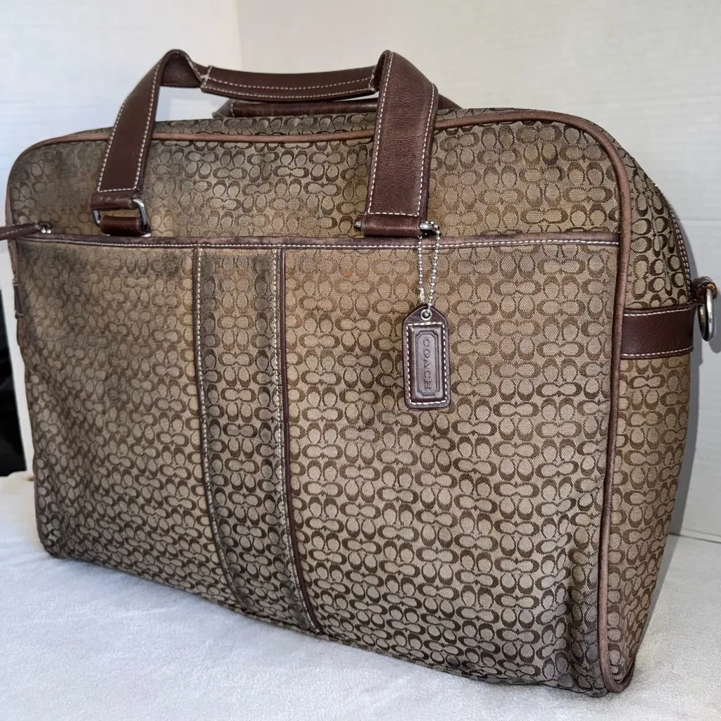 Coach Vintage #F70058 Hudson C Signature Commuter Briefcase Brown Tan Bag Unisex - Image 2
