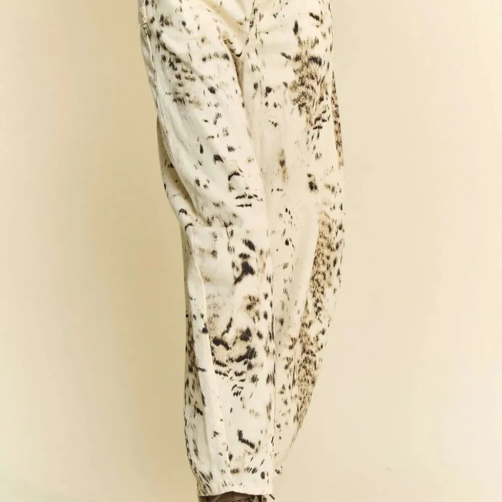 Davi & Dani Abstract Tie Dye Dot Lace Detail Barrel Pants‎ - Image 3