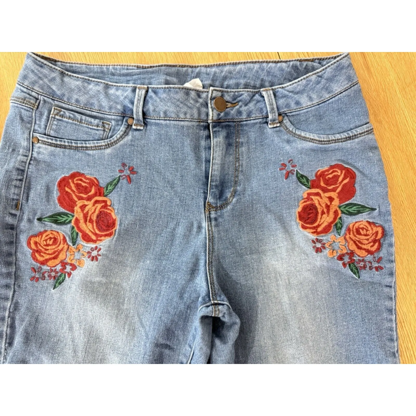 Workshop Republic Womens 8 Western Cowboy Rodeo Rose Embroirer Jeans Blue - Image 3