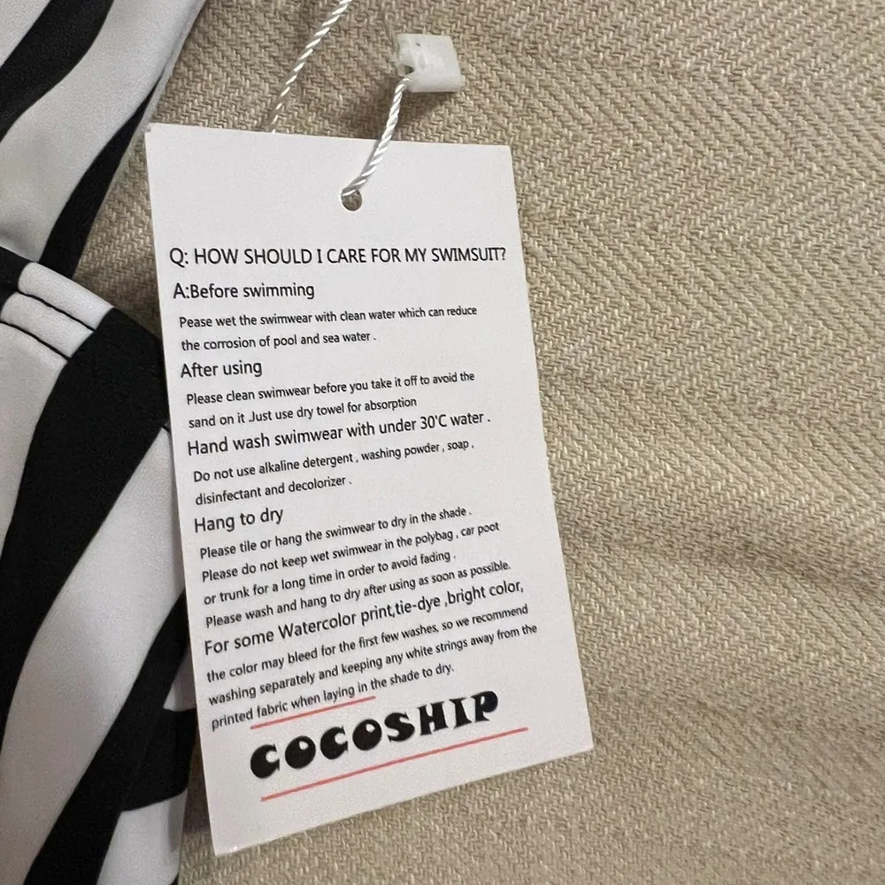 COCOSHIP Womens One Piece Swimsuit Backless Retro High Waisted Striped Size 12 - Image 6