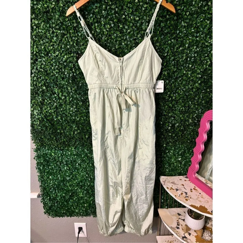 Free People NWT Down To Earth Nylon Romper Summer Mist Light Green Sz XS - Image 5