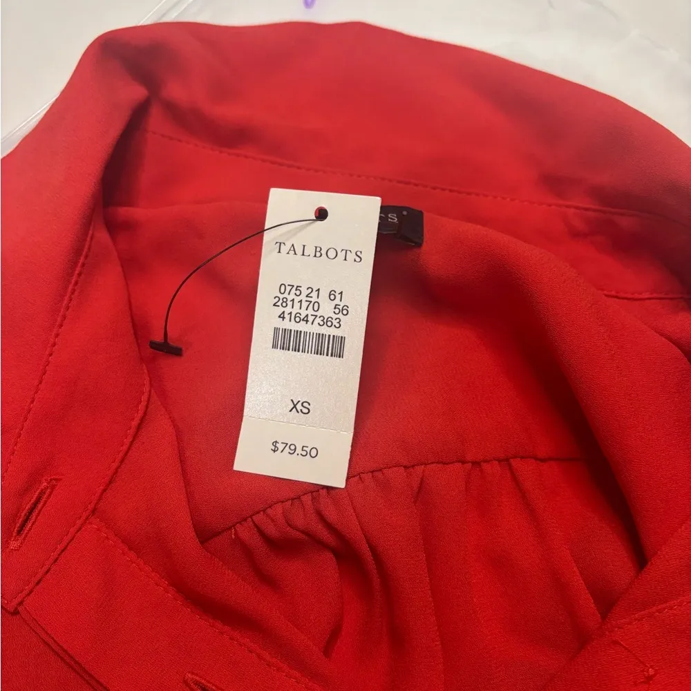 Talbots Size XS Hidden Button Down Dress Shirt New Red Long Sleeve Office Career - Image 7