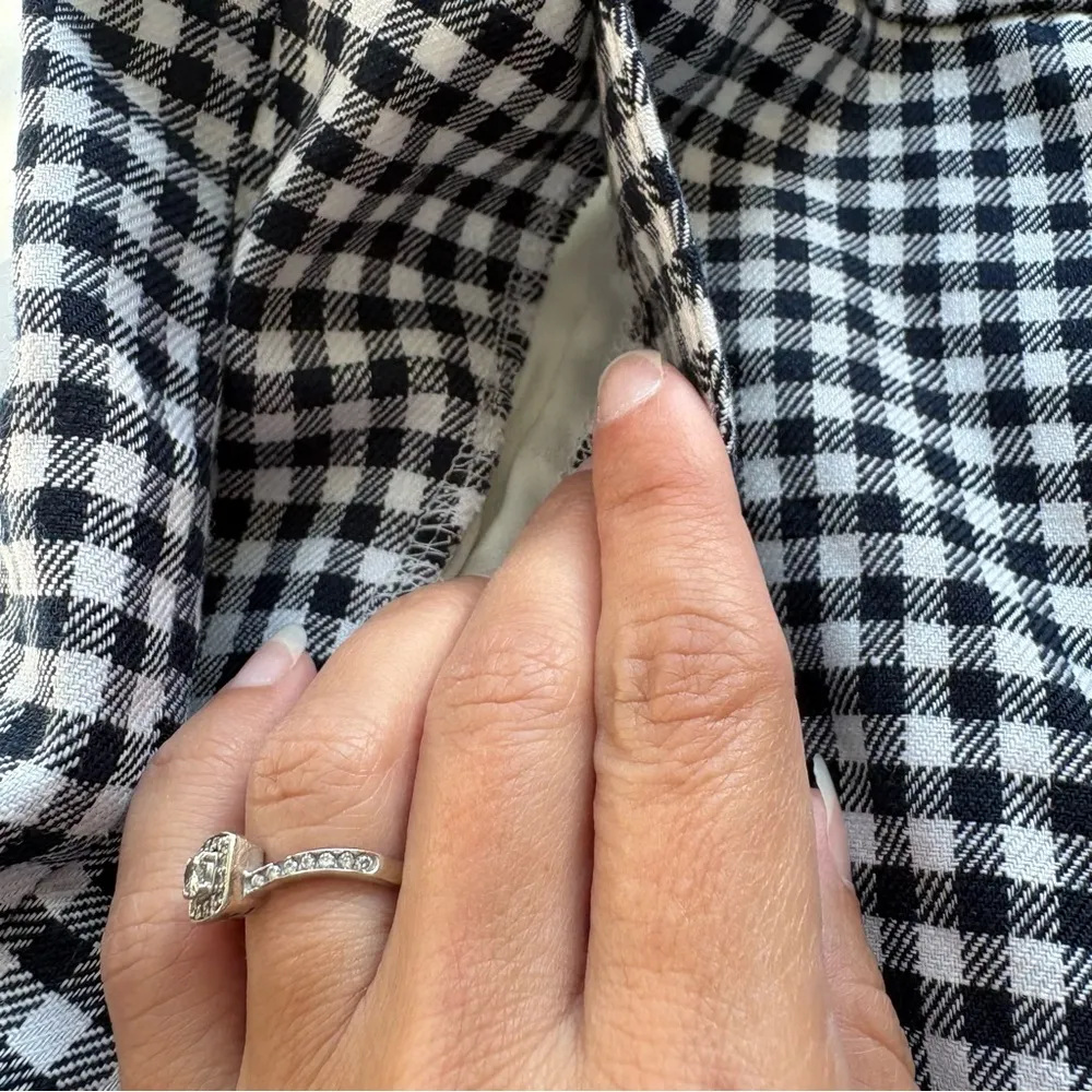 NWT J. Crew Hayden kickout crop pant in gingham stretch linen Navy & white 6 - Image 6