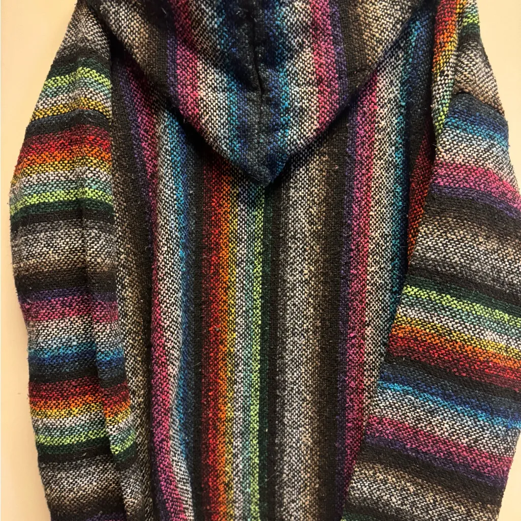 Colorful Striped Women's Mexican Baja hoodie Black Size XL - Image 7